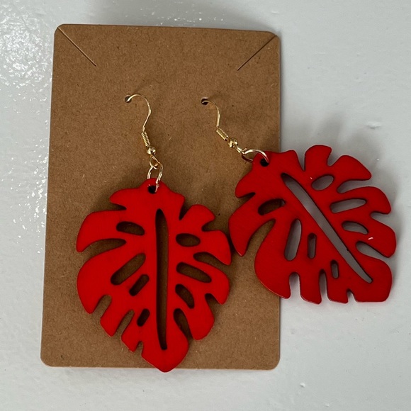 PALM EARRINGS | Wood | NWT - Picture 2 of 4